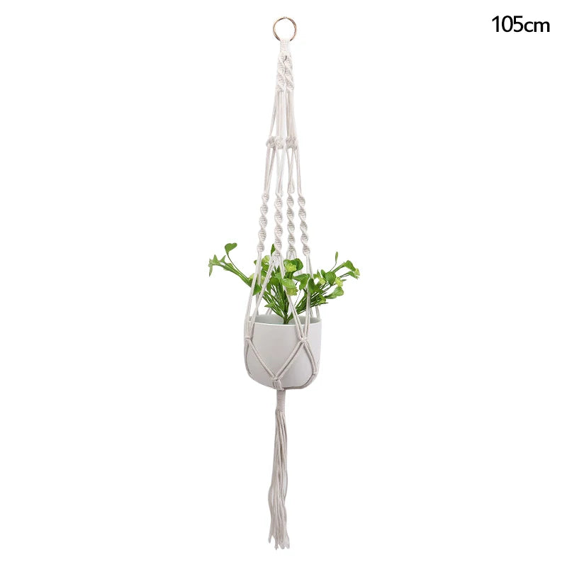 paniers suspendus en macramé pour plantes et décoration - vue 17 sur 19