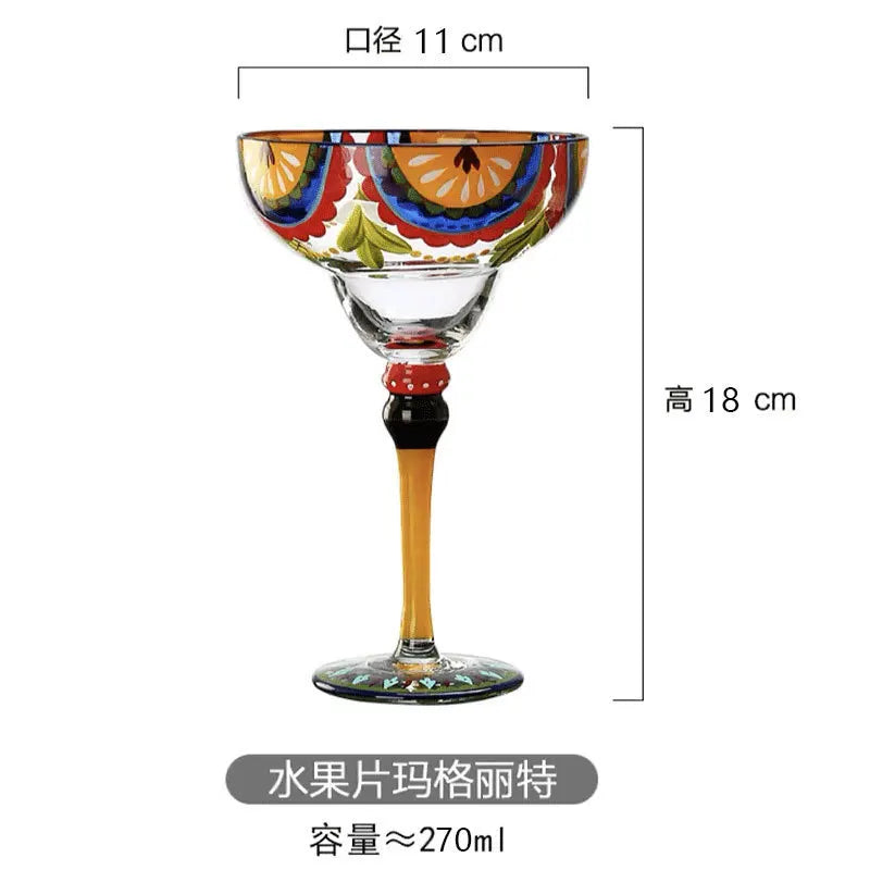 Verre cocktail motif flamant peint main style creatif