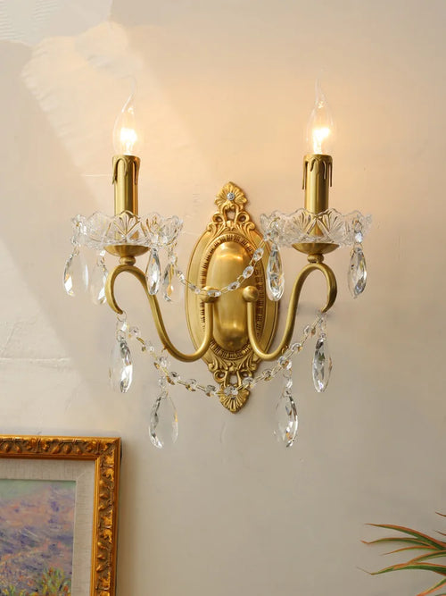 lampe en cristal rétro en cuivre pour décoration intérieure