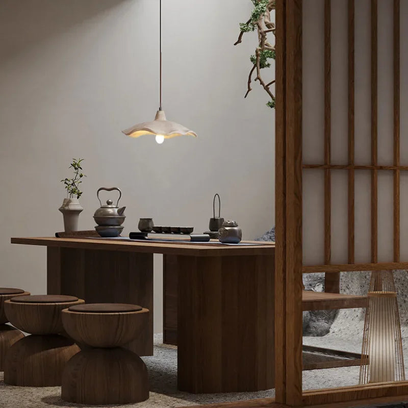 Japanese style calm breeze pendant light, bedroom bedside micro cement pendant light, homestay restaurant LED light - vue 3 sur 8