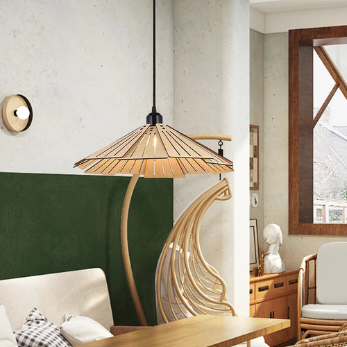 suspension en bois rétractable à bascule luminaire décoratif d'intérieur - vue 6 sur 18