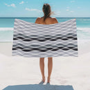 Serviette de plage motif vagues abstraites légère absorbante