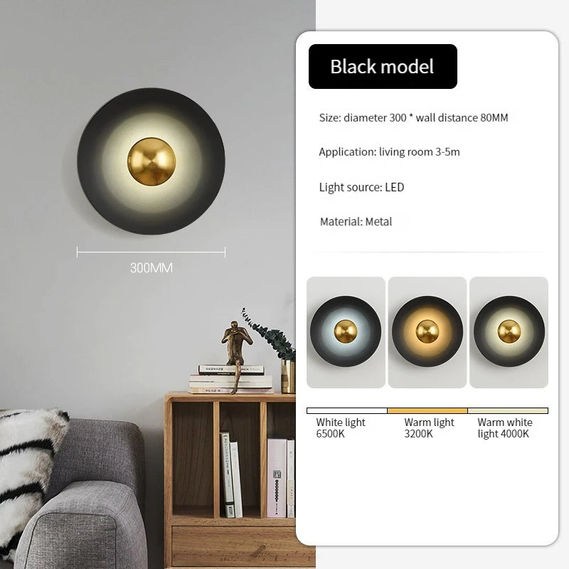 applique murale led ronde moderne pour décoration de luxe intérieure - vue 4 sur 11