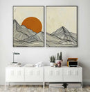Minimalist Sun Mountain Line Abstract Wall Art, Nordic Posters Prints, Minimalist Image, Canvas Painting, Room Decoration, Set 3