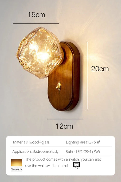 applique murale moderne en bois design nordique avec éclairage led - vue 10 sur 9