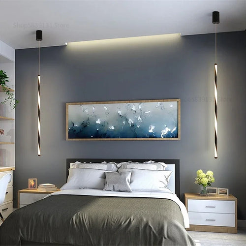 Nordic minimalist pendant light creative long line design - vue 3 sur 10