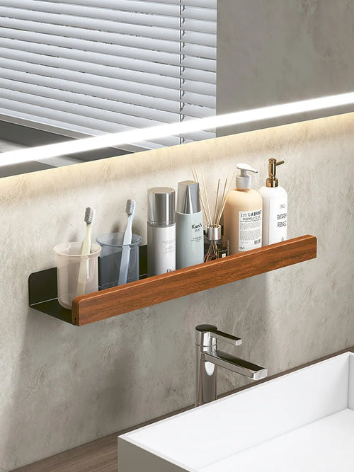 Wall-Mounted bathroom shelf，Punch Storage Holders Racks,floating shelves for wall， living room no-hole punching Storage Shelves - vue 5 sur 16