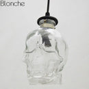 Vintage transparent glass skull chandelier for bar or restaurant