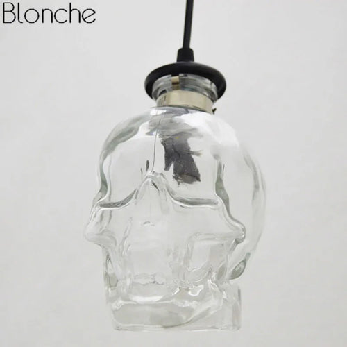 Vintage transparent glass skull chandelier for bar or restaurant - vue 4 sur 8