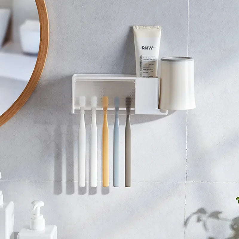 porte-brosse à dents mural et organisateur de salle de bain - vue 6 sur 8