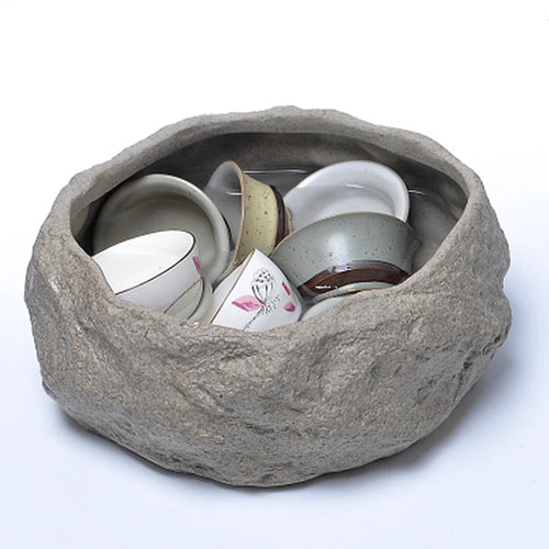 Ceramic Rock Mud Imitation Stone Tea Washing Pen Wash Tea Cups, Household Tea Set Accessories, Extra Large Basin - vue 4 sur 11