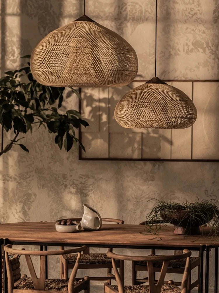 Suspension en rotin tissée pour Restaurant silencieux japonais - vue 5 sur 13