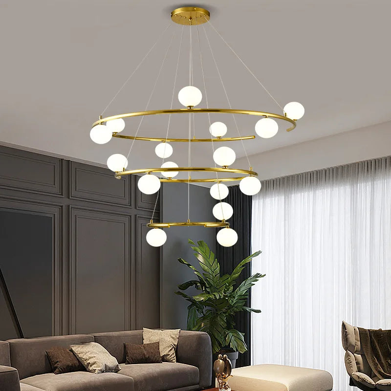 lustre créatif en fer et verre tendance pour décoration intérieure - vue 4 sur 16