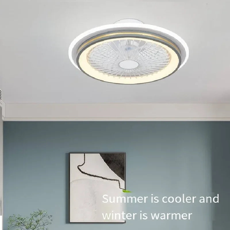 plafonnier moderne silencieux avec ventilateur et lumière télécommandé - vue 5 sur 9