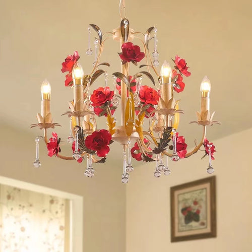 Lustre à fleur avec ampoules bougies - vue 3 sur 8