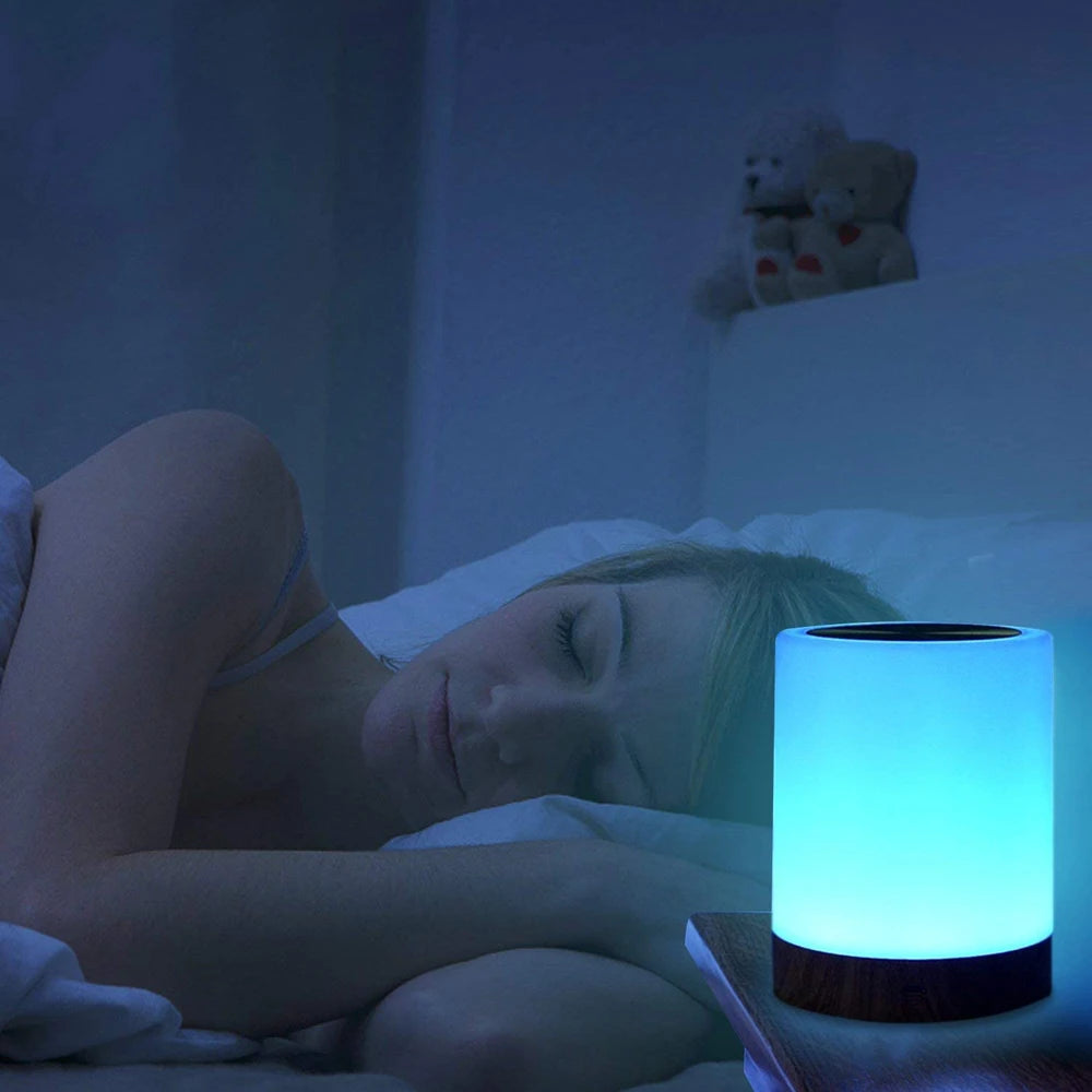 Lampe tactile LED veilleuse pour chambres à coucher salon Table Portable lampes de chevet Rechargeable blanc chaud RGB lumière pour enfants cadeau - vue 7 sur 8