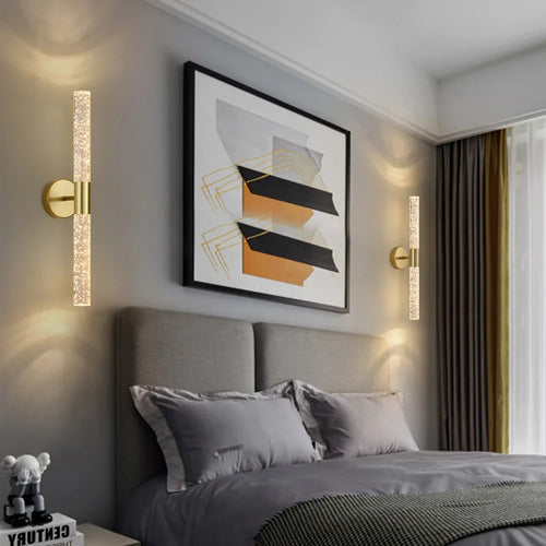 applique murale led double tête design minimaliste en cristal - vue 4 sur 9