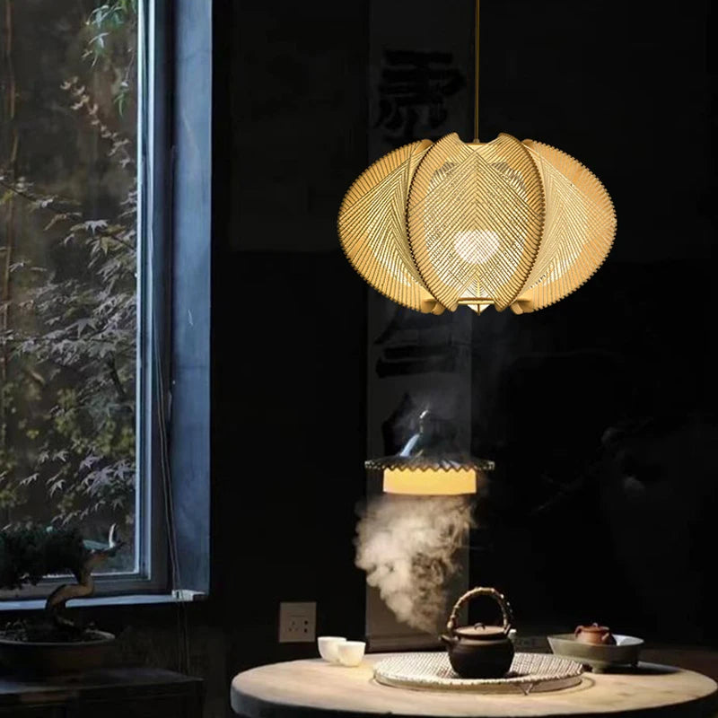 ZK50 Restaurant lustre bois Art chanvre corde lampe chambre créative Bar concepteur modélisation journal rétro unique tête lustre E27 - vue 3 sur 6