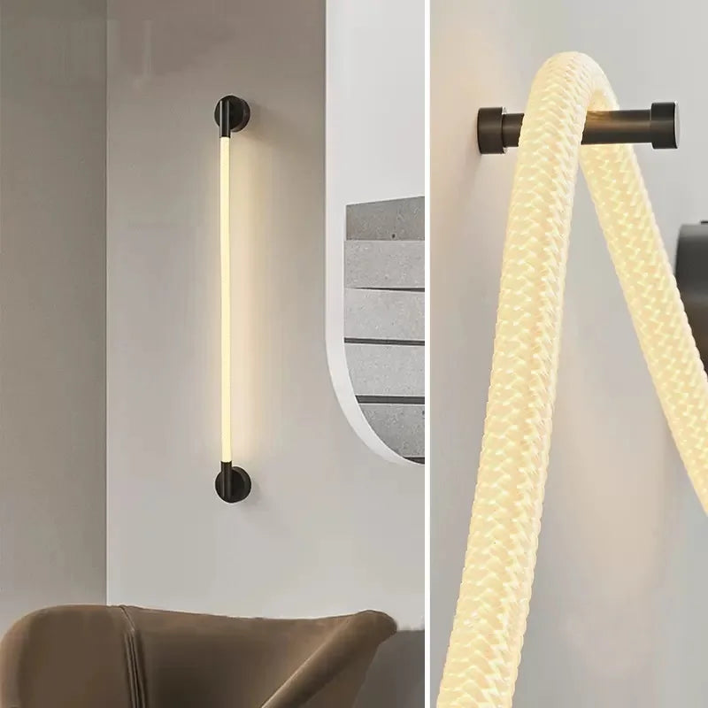 applique murale led minimaliste en fibre tissée en silicone souple - vue 4 sur 18