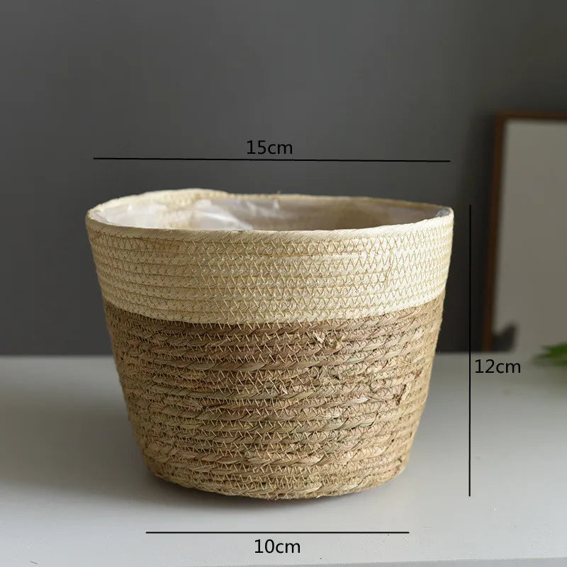 panier en paille pour plantes d'intérieur et d'extérieur - vue 10 sur 28