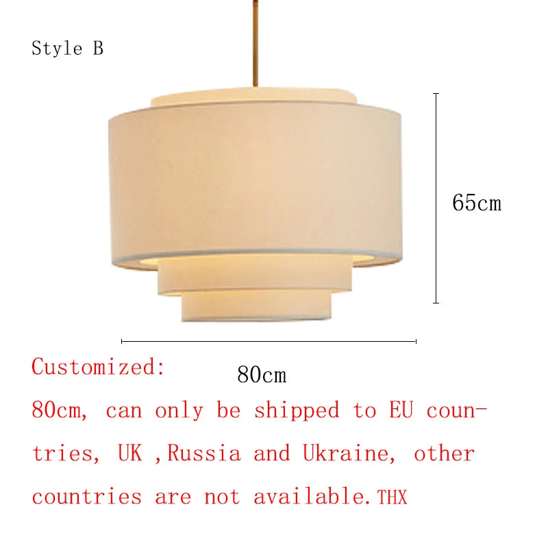 Lustre japonais tissu modernes LED - vue 13 sur 13