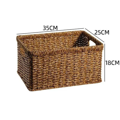 Strong Rectangle Woven Storage Basket with Handles, Waterproof Plastic Baskets for Home Toy Storage, Nest - vue 14 sur 15
