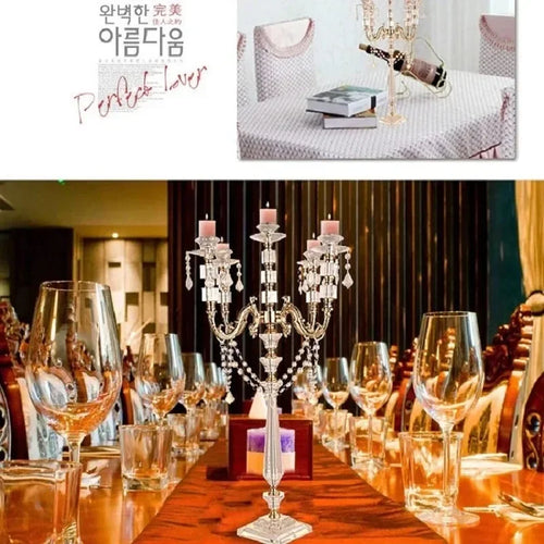 Acrylic Candle Holders with Crystal Pendants, Wedding Centerpieces, Marriage Candlestick, Home Decor, 77 cm, 30 "Height - vue 4 sur 5