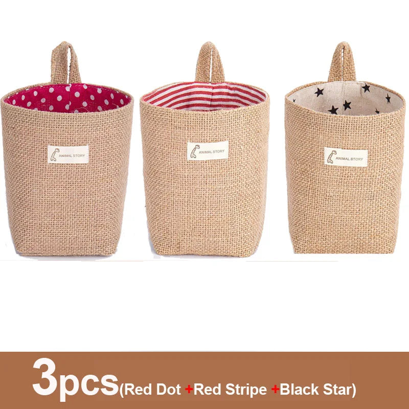lot de 3 paniers suspendus en toile de jute pour rangement décoratif - vue 14 sur 13