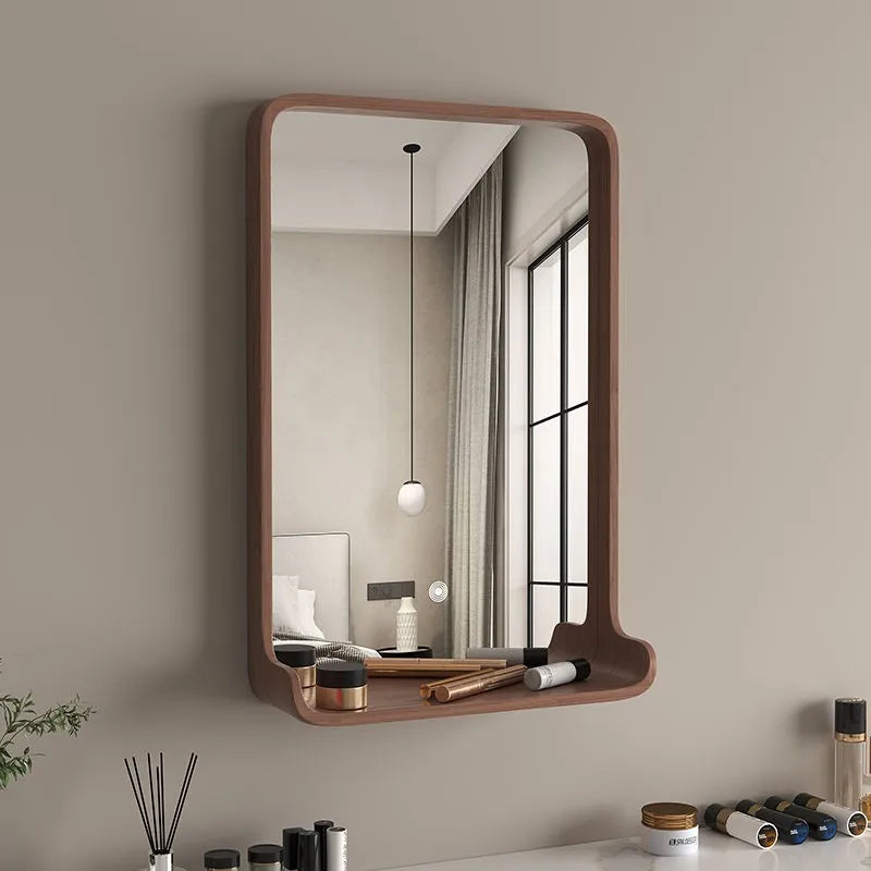 miroir nordique en bois massif pour salle de bain suspendu - vue 3 sur 12