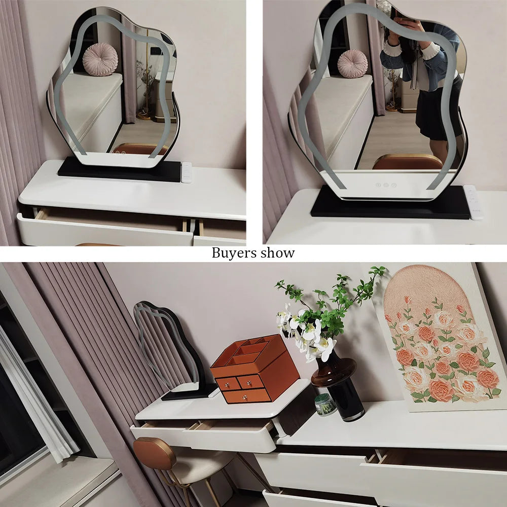 Vanity Mirror with Lights, Bathroom Mirror with Dimmable 3 Modes, 360 ° Rotary Touch Screen Control, Suable for Bedroom - vue 5 sur 14