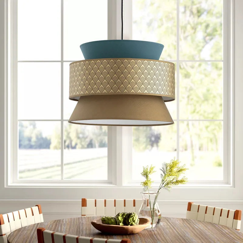 Lustre de style japonais moderne Simple personnalité créative salle à manger chambre étude tissu Art lampes suspendues - vue 5 sur 9