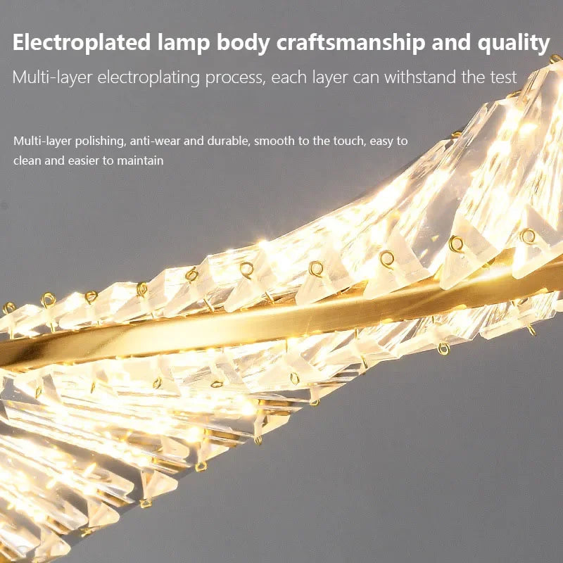 suspension en cristal design moderne led décorative - vue 4 sur 9