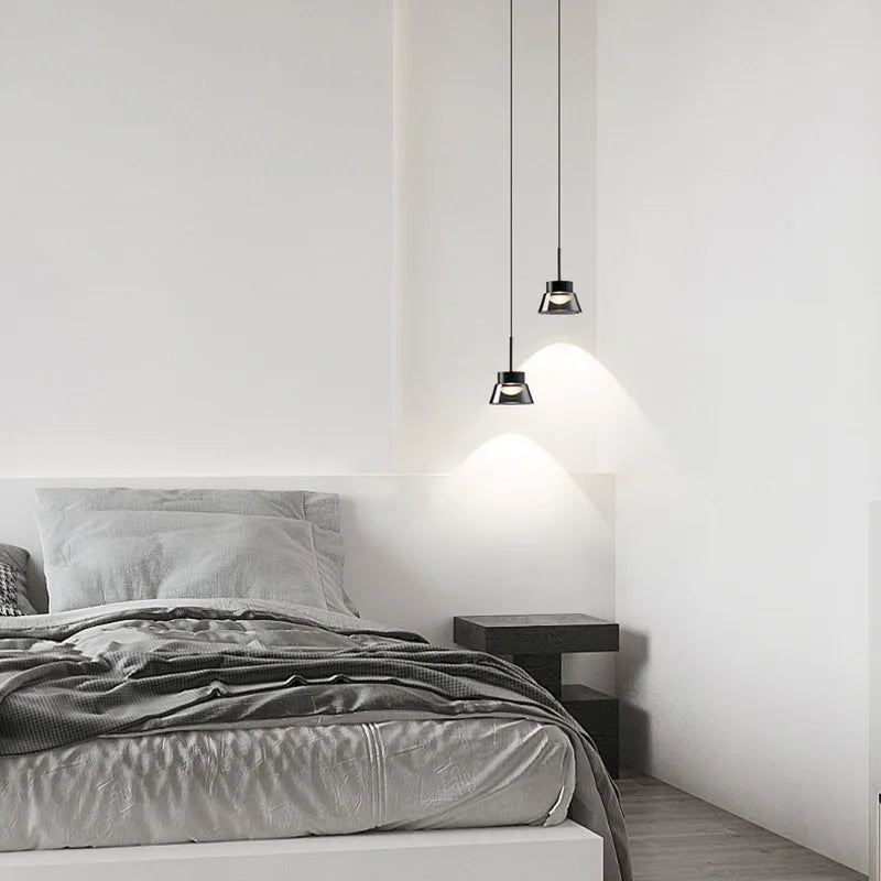 lustre minimaliste en verre design nordique avec suspension led