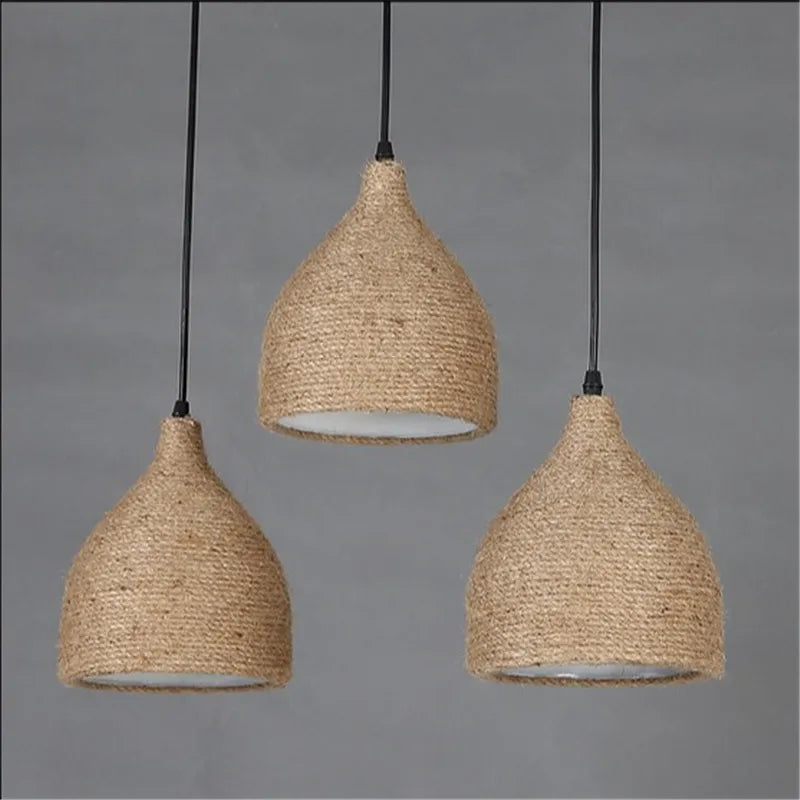 Vintage hemp rope pendant light industrial loft - vue 4 sur 6