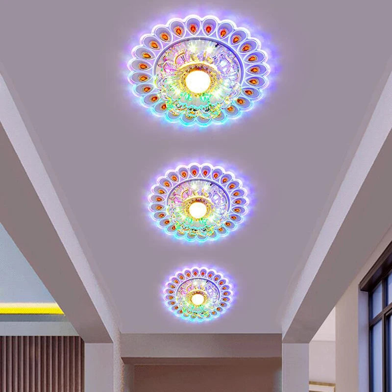 Moderne Cristal Verre LED Plafonnier Spot Couloir Couloir Allée Porche Plafond Encastré Décor À La Maison Luminaire - vue 4 sur 11