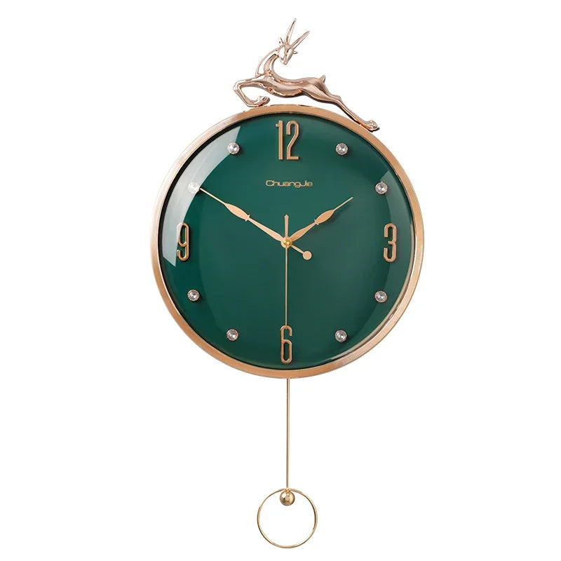 Nordic Auspicious Deer Wall Clock, Brief Design, Living Room Decoration, Kitchen Mute Clocks, Art Wall Watch, Home Decor, New, 1 - vue 5 sur 8