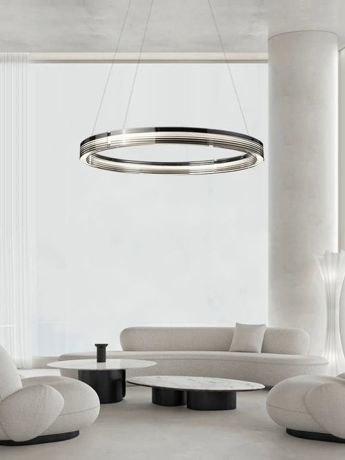 Minimalist style glass circular chandelier for interior decoration