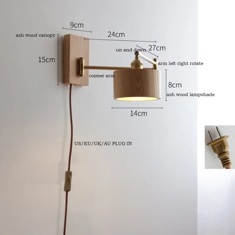 Applique murale LED en bois de frêne et de noyer - vue 16 sur 23