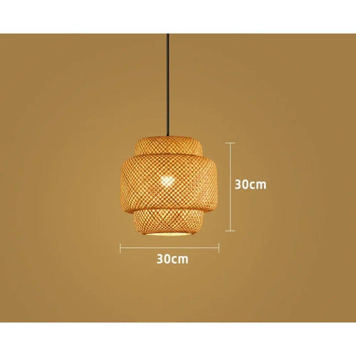 Chinese Style Bamboo Pendant Light, 30cm, D'Nik Decorative Lighting, Ideal for Restaurant - vue 3 sur 7