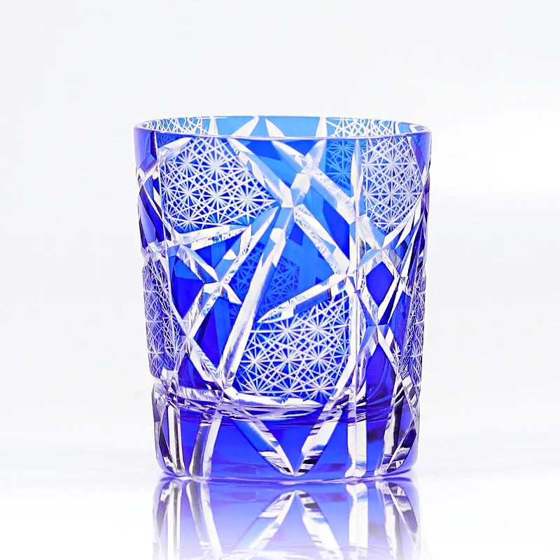 Verre whisky style edo kiriko motifs gravés artisanal