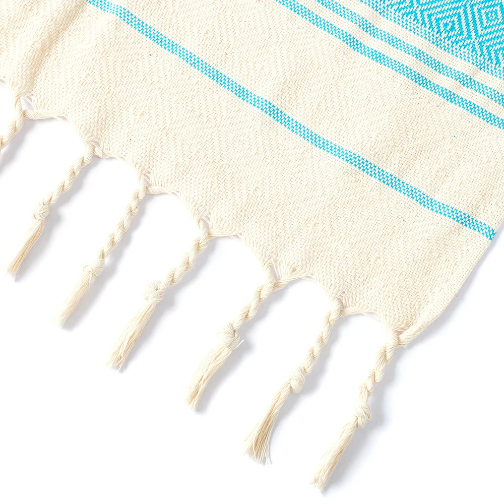 serviette de plage turque coton motif losanges jacquard - vue 5 sur 6