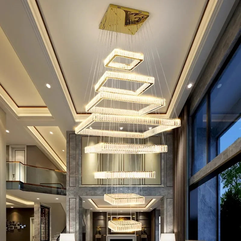 2024 New Modern Home Decoration Crystal Chandelier, Stair Pendant Lamp, Living Room Pendant Lights, Interior Lighting - vue 5 sur 8