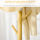 HOMCOM bamboo foot rack with 8 hooks for clothes Ø 37.8x175.6 cm Natural