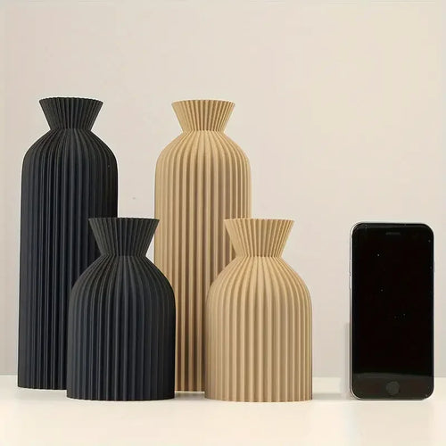 Elegant Black Plastic Vase - Boho Chic Decorative Centerpiece for Home, Office, and Living Room - vue 3 sur 8