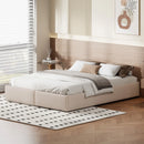 Upholstered Bed, Linen Fabric, without Headboard, Storage Bed, with Slatted Frame and 2 Storage Drawers, Beige, 140 x 200 cm