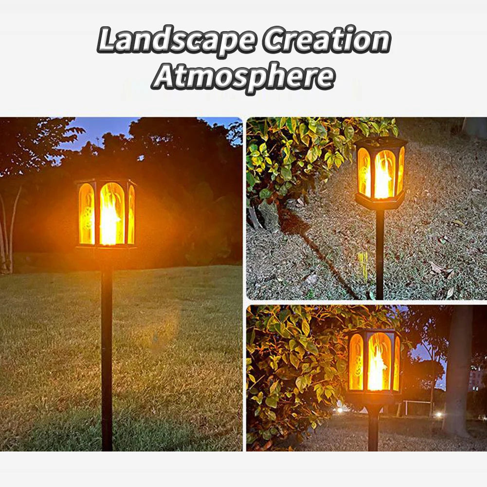 lampe torche solaire extérieure 96 led flamme vacillante étanche jardin - vue 5 sur 7