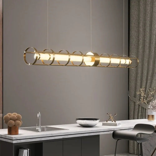 lustre moderne en acier inoxydable avec led et acrylique creux