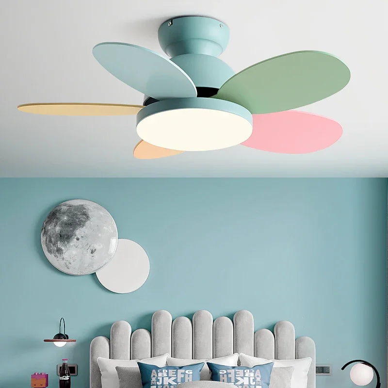 ventilateur de plafond moderne pour enfants avec lumière et contrôle - vue 4 sur 10