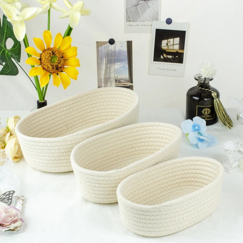 paniers de rangement en corde de coton nordique pour organisation - vue 9 sur 8