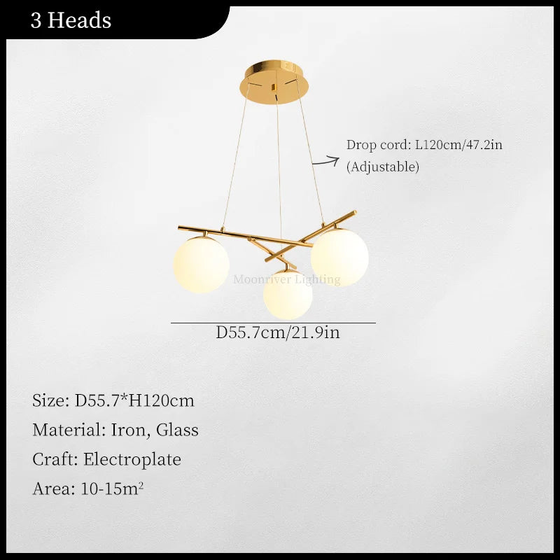 Modern glass chandelier for vintage interior decor
